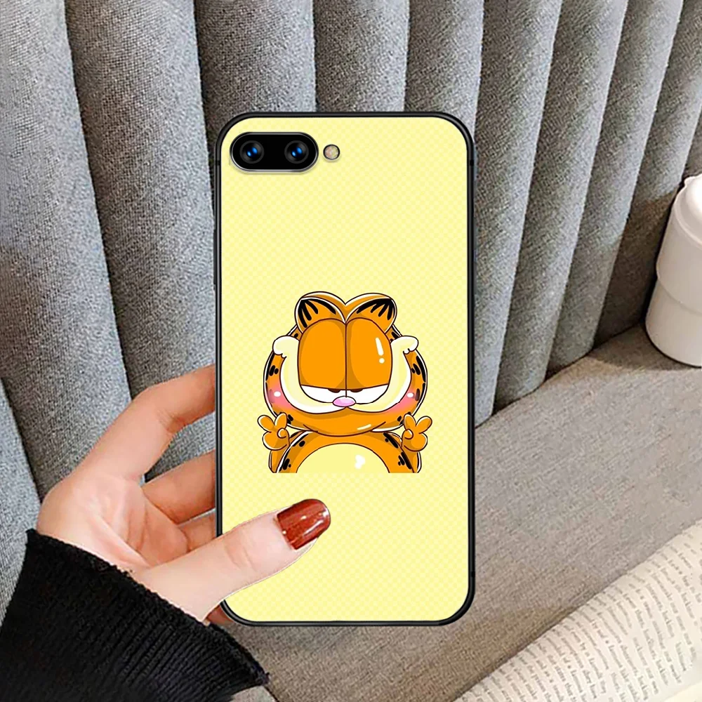 

Cartoon Cute anime Garfield Phone Case For HUAWEI honor nova 5 7 8 9 10 20 30 A C T I X Lite Pro black waterproof painting coque