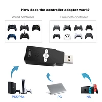 dk40 handle receiver for playstation5 wireless controller handle converter wired connection controller converter for ps5switch