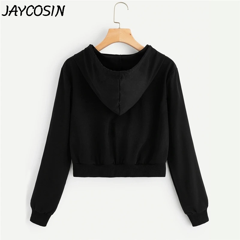 Осенне-зимний Женский свитшот JAYCOSIN повседневный однотонный короткий на молнии с