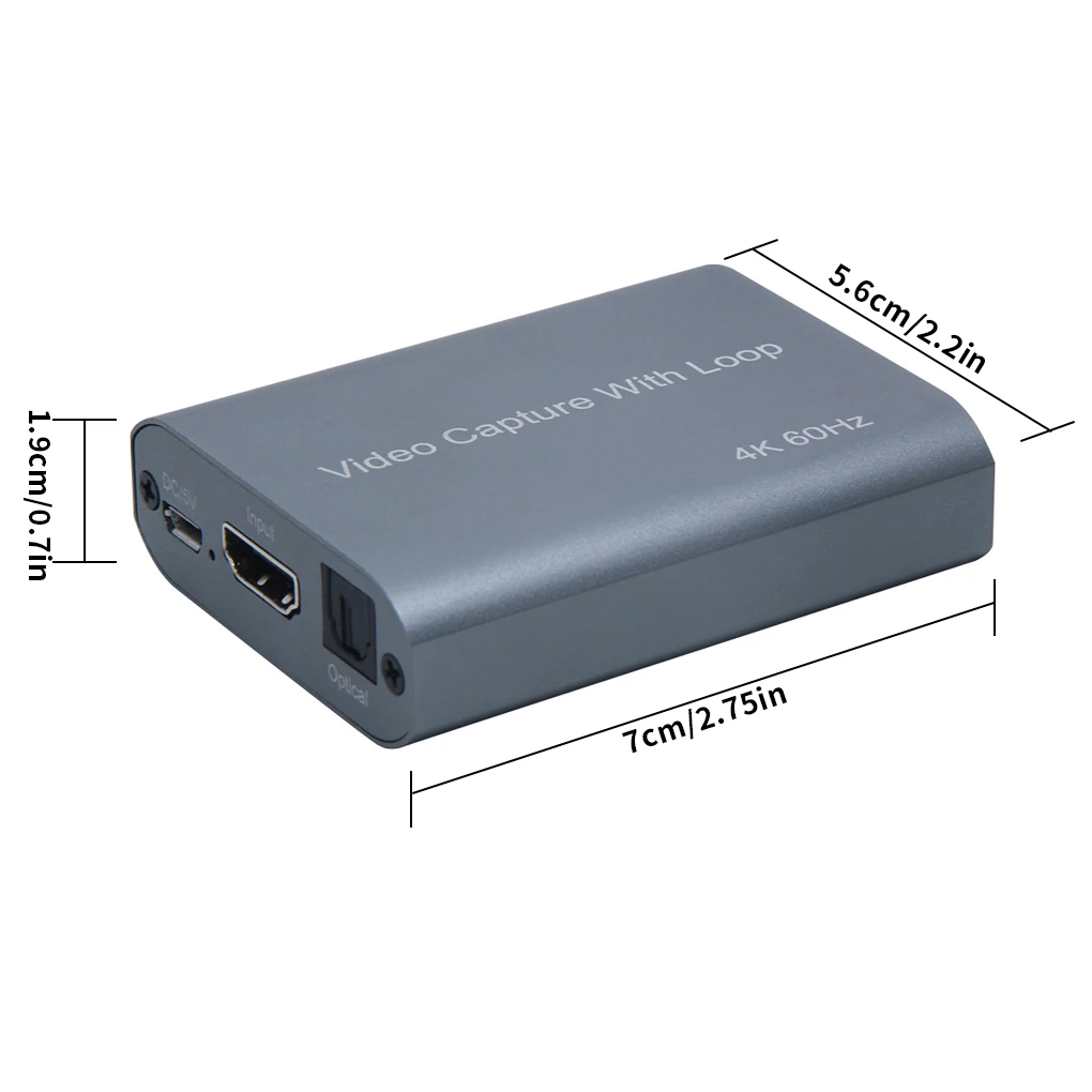 

4K 1080P Capture Card Video Capture USB 2.0 HDMI-compatible input Video Capture Card Grabber + Loop Output for PS4 Game Live