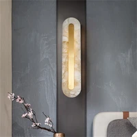 oufula nordic wall lamp postmodern luxurious brass fixtures rectangle design marble led living room bedroom lighting