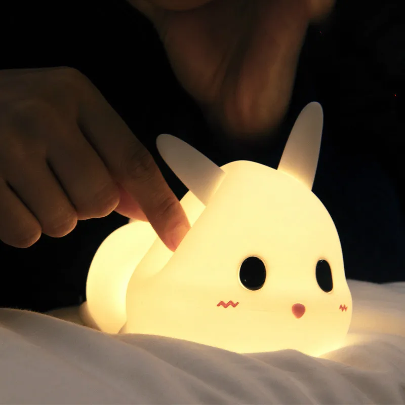 

Creative Cute Bunny Timer Light Children's USB Charging Bedside Night Light Bedroom LED Pat Atmosphere Light
