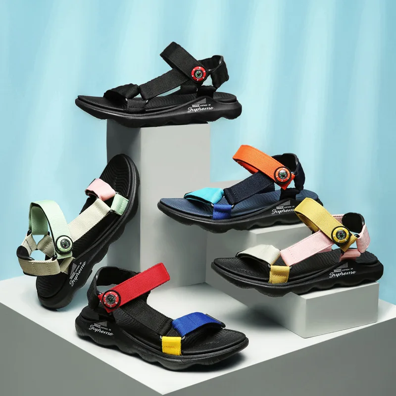 

Free shipping 2021 Candy-colored children's sandals boys shoes simple small fresh girl shoes woven with children's beach shoes