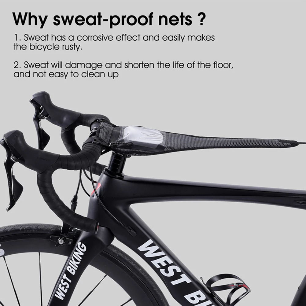 

Cycling Riding Bike Sweatband Tape with Phone Pouch Indoor Fitness Cycling Sweat Absorb Cover Frame Guard Tape Trainer