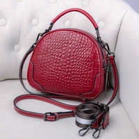 women crocodile shoulder bag 2021 new genuine leather top handle bag ladies luxury design small round bags for female