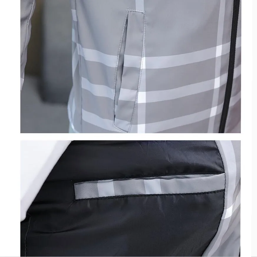 

2019 Brand clothing Newly Men Casual Coat Thin Simple Baseball Collar Breathable Slim Coat for Autumn slim fit grid Jackets