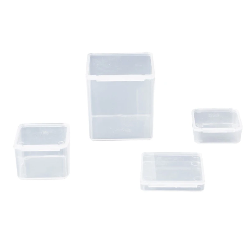 

Small Square and Round Clear Plastic Jewelry Storage Boxes Beads Crafts Case Containers