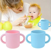 140ml baby feeding cups baby learning baby drinkware silicone water cup with 2 handles anti scald drinking cup