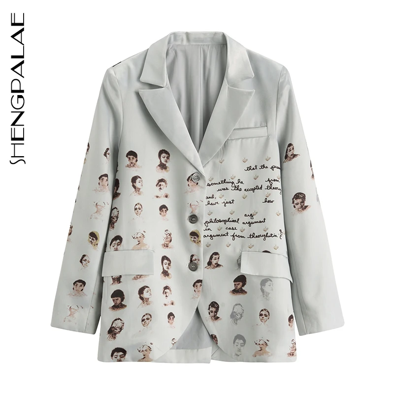SHENGPALAE 2020 Fashion Spring Blazers And Jackets Work Office Lady Suit Slim Business Fun Printed Single Breasted Coat ZA3239 | Женская