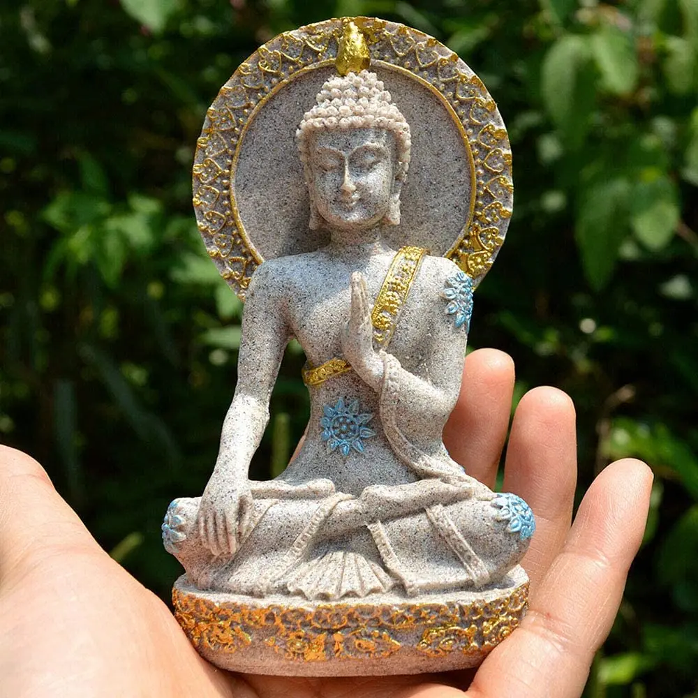 

Статуя Будды из тайского песчаника, йоги, медитации, дзен, скульптура, украшение для дома, фэн-шуй