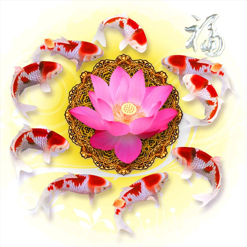 Алмазная живопись сделай сам вышивка крестиком фигурка рыбы яркая на карпа