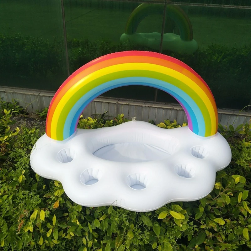 

Party Inflatable Pool Floating Holder Rainbow Cloud Water Drink Holder Summer Cup Holder Inflatable Toy Beverage Float