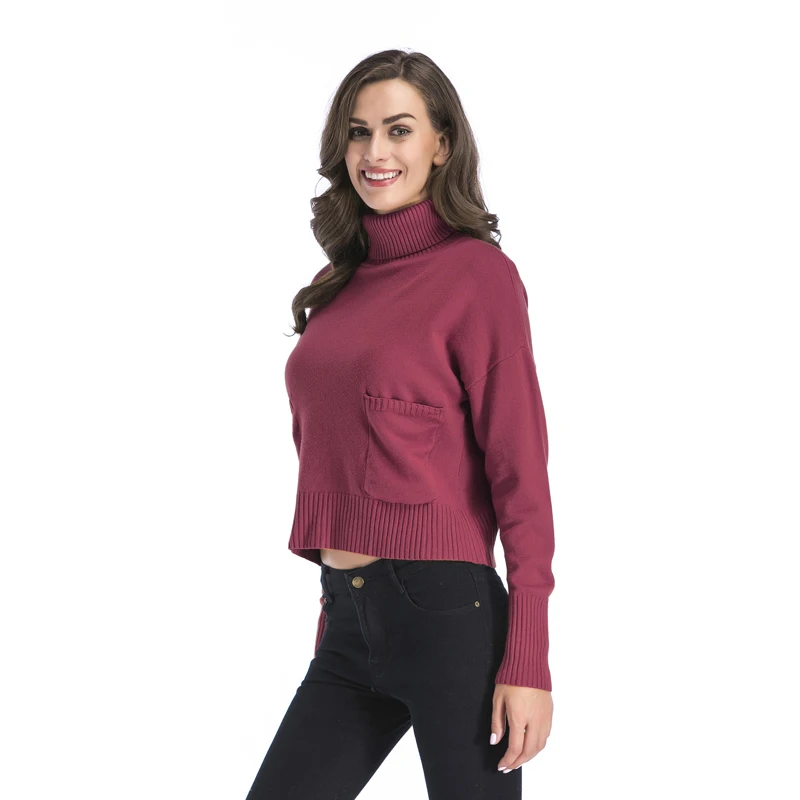 Женская модная водолазка свитер 2019 зима обычная высокая на выход вязанные топы с