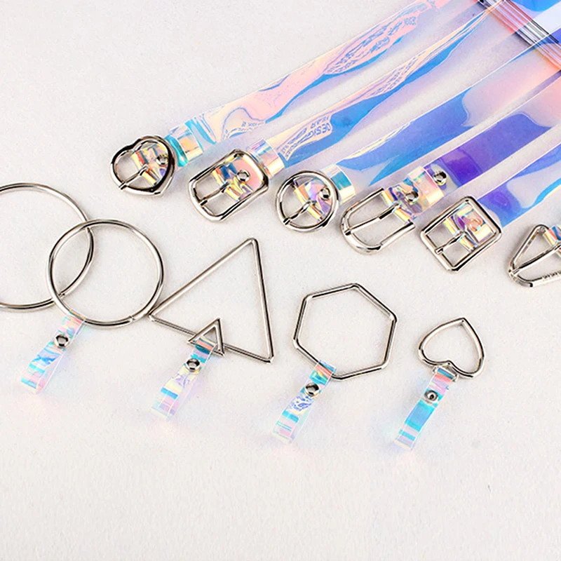 Модный прозрачный радужный женский ремень в стиле панк цветной пояс с пряжкой