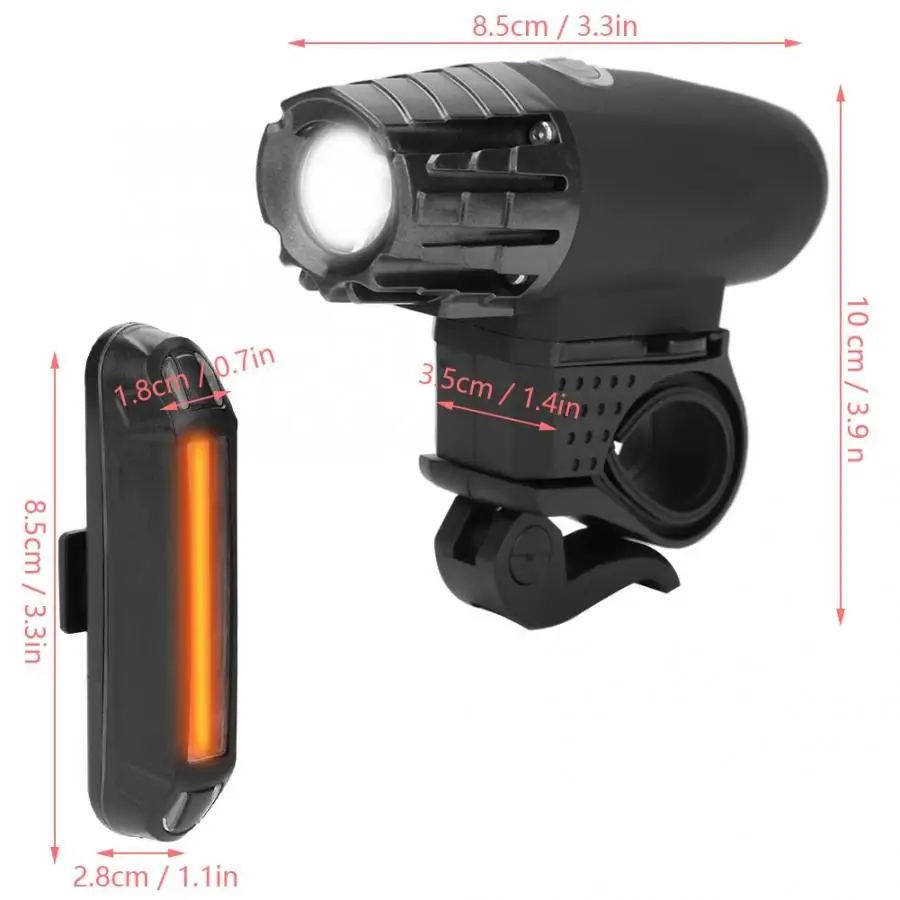 US водонепроницаемый велосипедный фонарь передний и задний USB Перезаряжаемый
