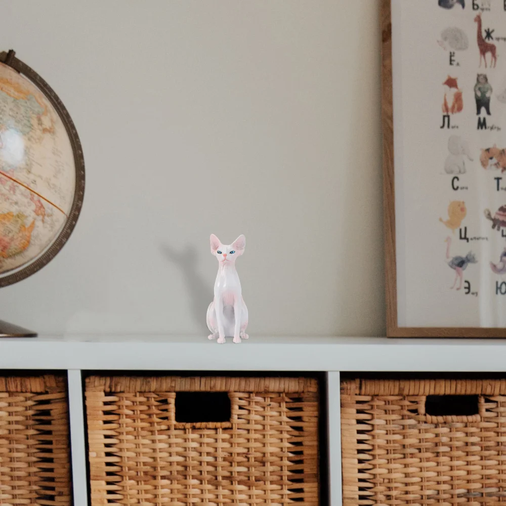 

1PC Imitated Hairless Cat Model Static Animal Lovely Cat Ornament
