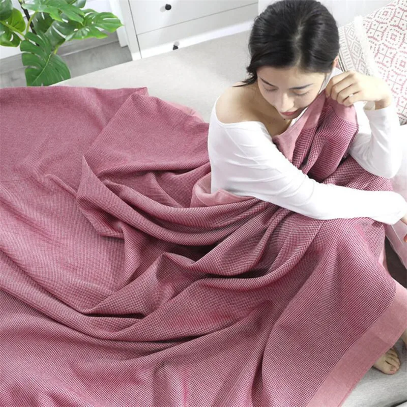 

100% Cotton Gauze Waffle Blanket Single Twin Summer Bedding Sleeping Blanket Solid Waffle Checked Toweled Blanket