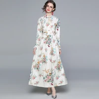 zuoman women spring elegant floral dress shirt high quality long maxi vintage party robe femme bohemian designer vestidos