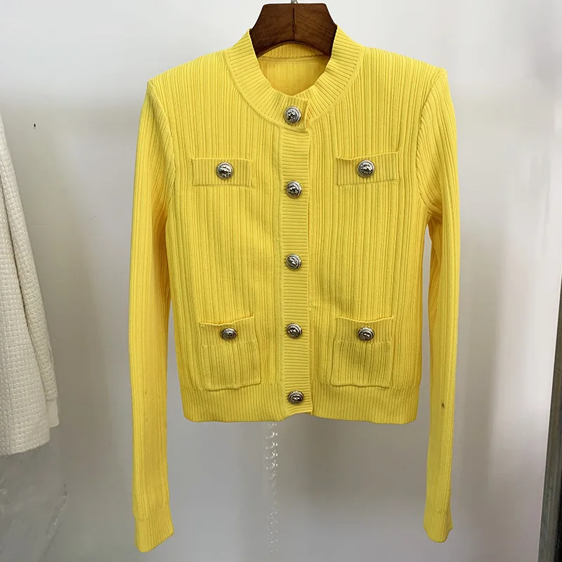 

Autumn and Winter New Women's Jacket Top Lion Button Knitted Sweater Cardigan