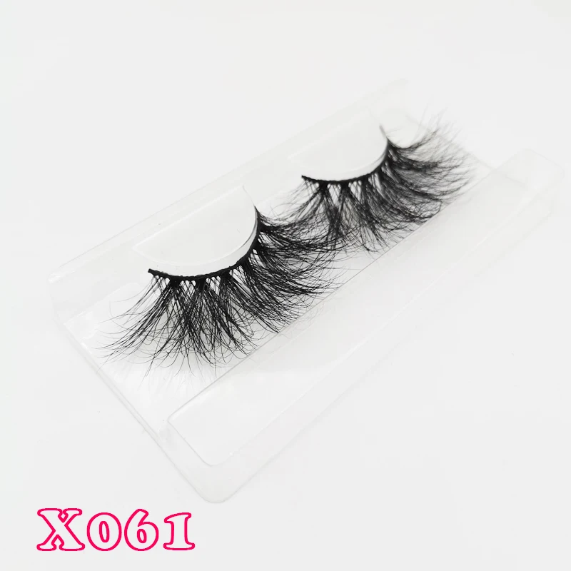 X061-rectangle tray Супер длинные 25 мм 3D 5D норковые ресницы драматические настоящие норковые ресницы 25 мм ручной работы Накладные ресницы макияж для глаз Maquiagem 66 - Цвет: X061-rectangle tray