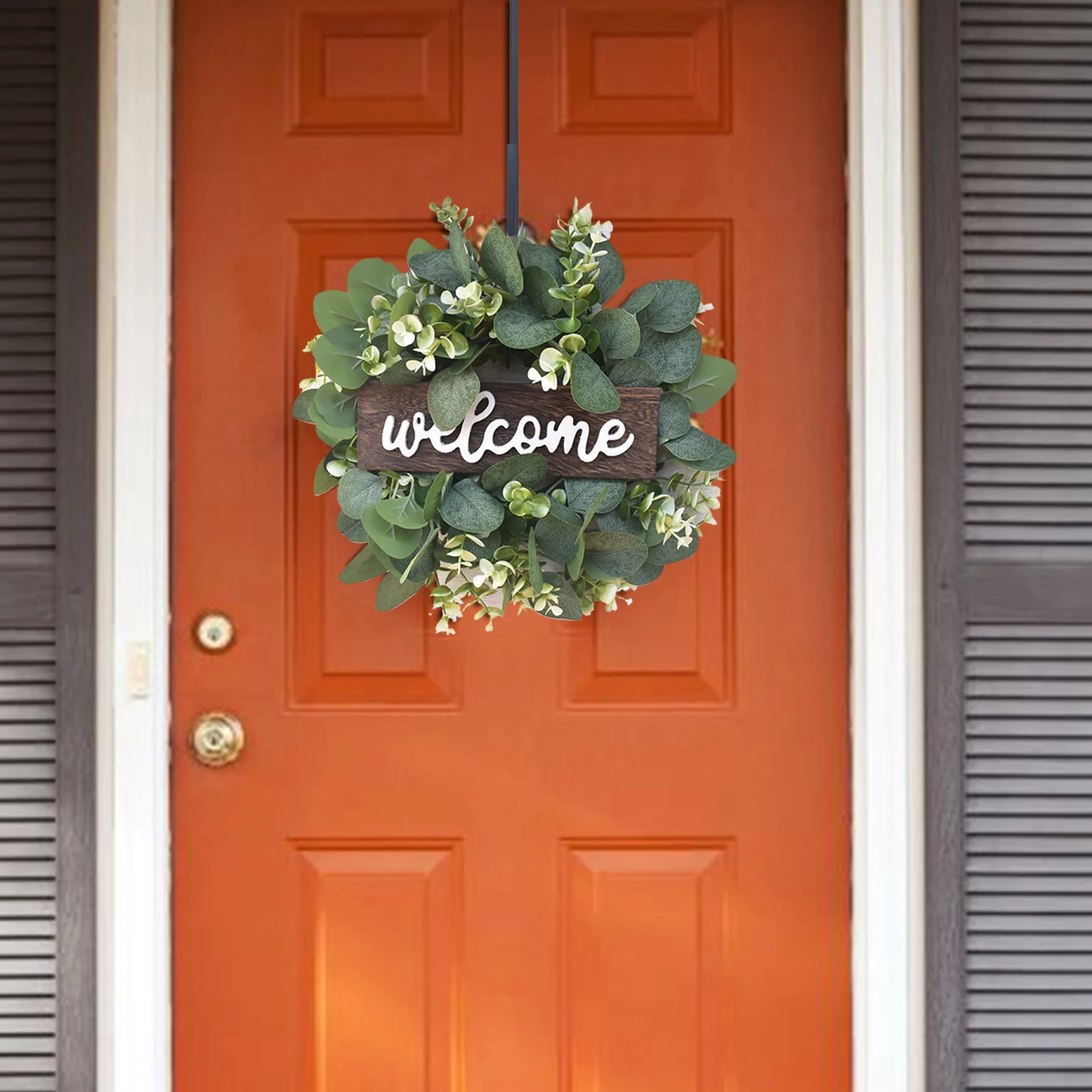 

Artificial Eucalyptus Leaf Wreath Hanging Ornament Faux Green Leaf Wreath Door Welcome Wreath For Home Window Wall Decor