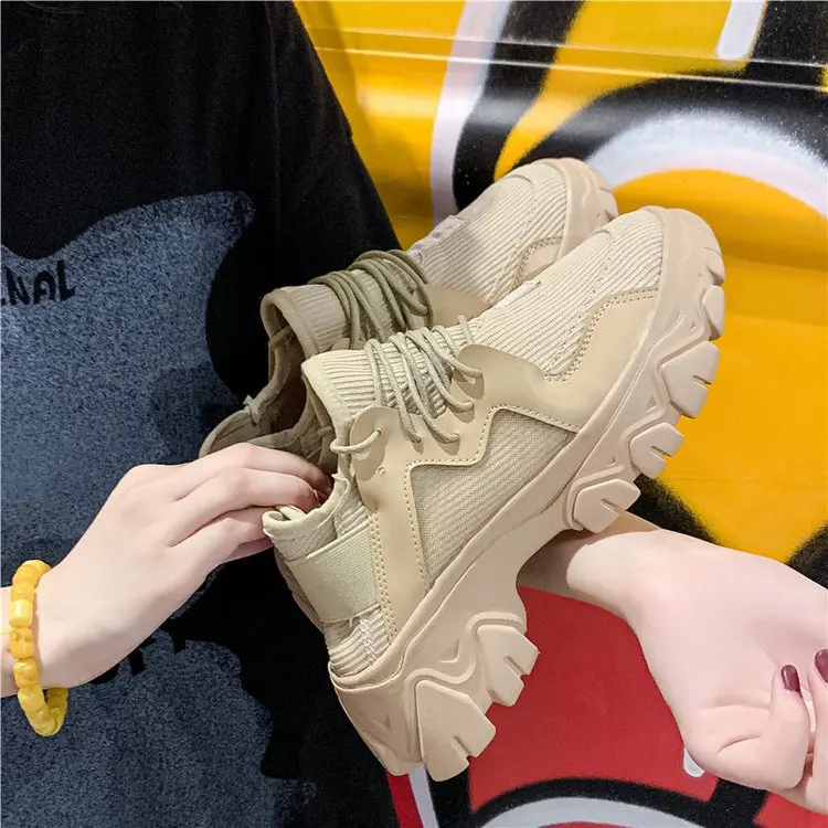 Новинка 2019 года женские кроссовки на толстой подошве женская повседневная обувь