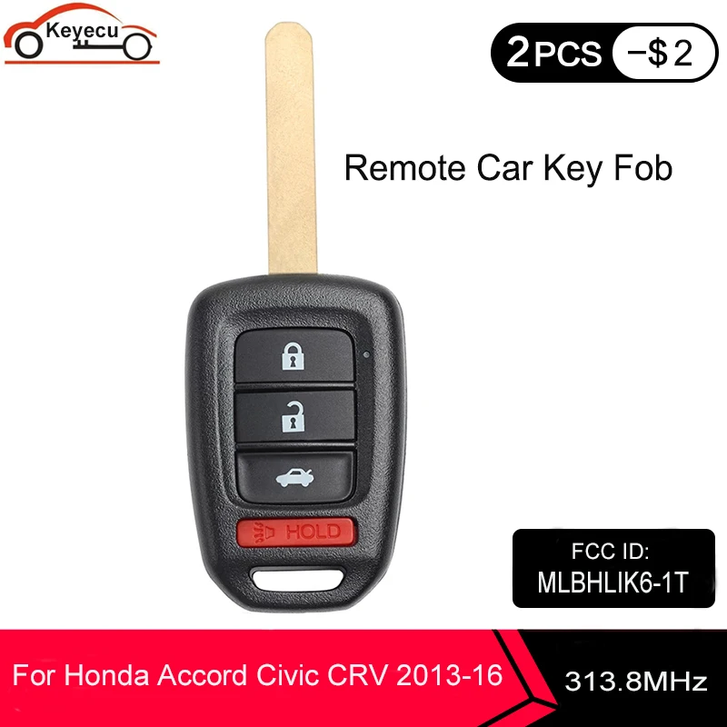 KEYECU один или два неделя 4 кнопки дистанционного ключа 313 8 МГц ID47 чип для Honda Accord Civic
