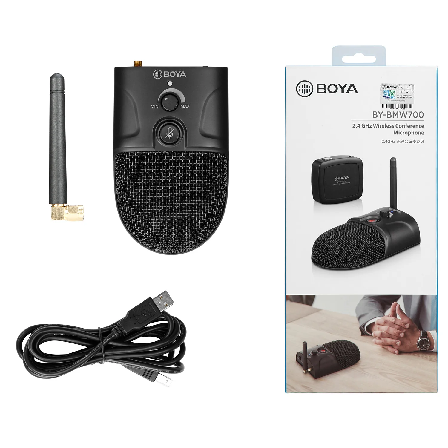 

BOYA BY-BMW700 Omnidirectional USB Meeting Microphone Table Top Desktop with 360 Pick Up Range Ideal for Video Conference