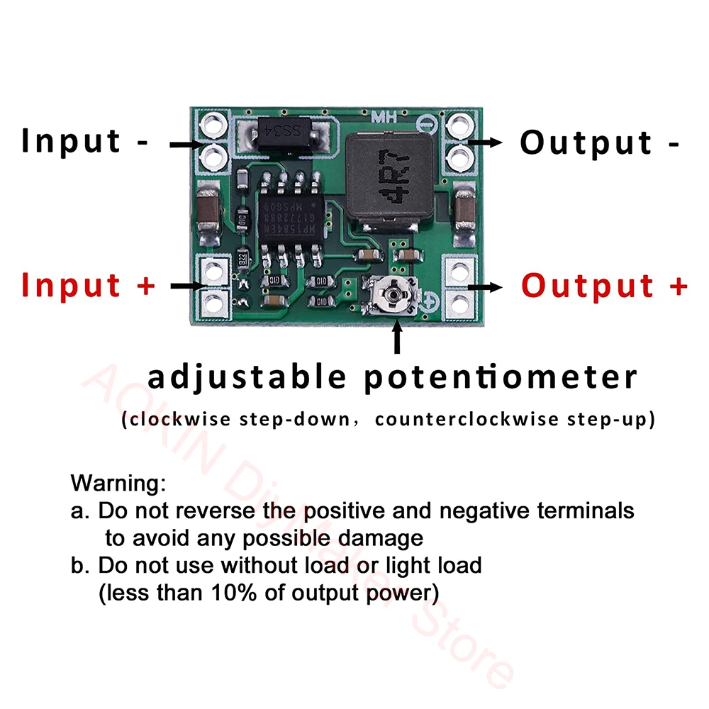 eBoot Mini MP1584EN Ultra-Small Mini DC-DC Step Down Power Supply Module 3A Adjustable Buck Converter for Arduino Replace LM2596