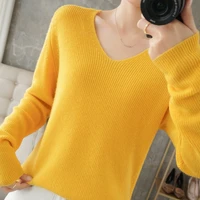 women jumpers vneck hot sale 100 australian wool knitting pullovers long sleeve soft warm female sweaters