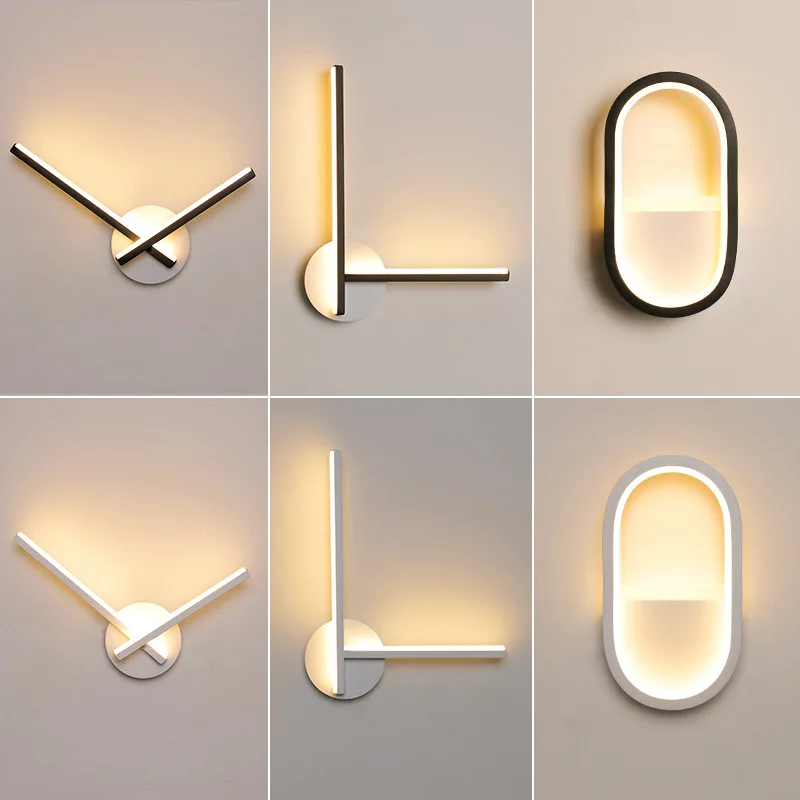 구매 현대 벽 램프 LED 긴 막대 스트립 침실 생활 크리 에이 티브 배경 마운트 Sconce 북유럽 조명 침대 옆 실내 장식 램프