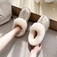 winter women home slippers christmas gift soft plush slides house indoor non slip warm furry flat shoes plus velvet cotton boots