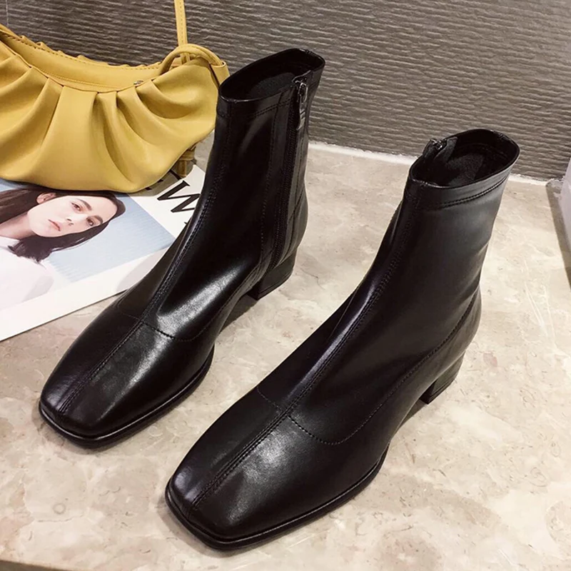 

Модные женские ботильоны; Высококачественные ботинки ручной работы; Сезон осень-зима; Женские ботинки на среднем квадратном каблуке