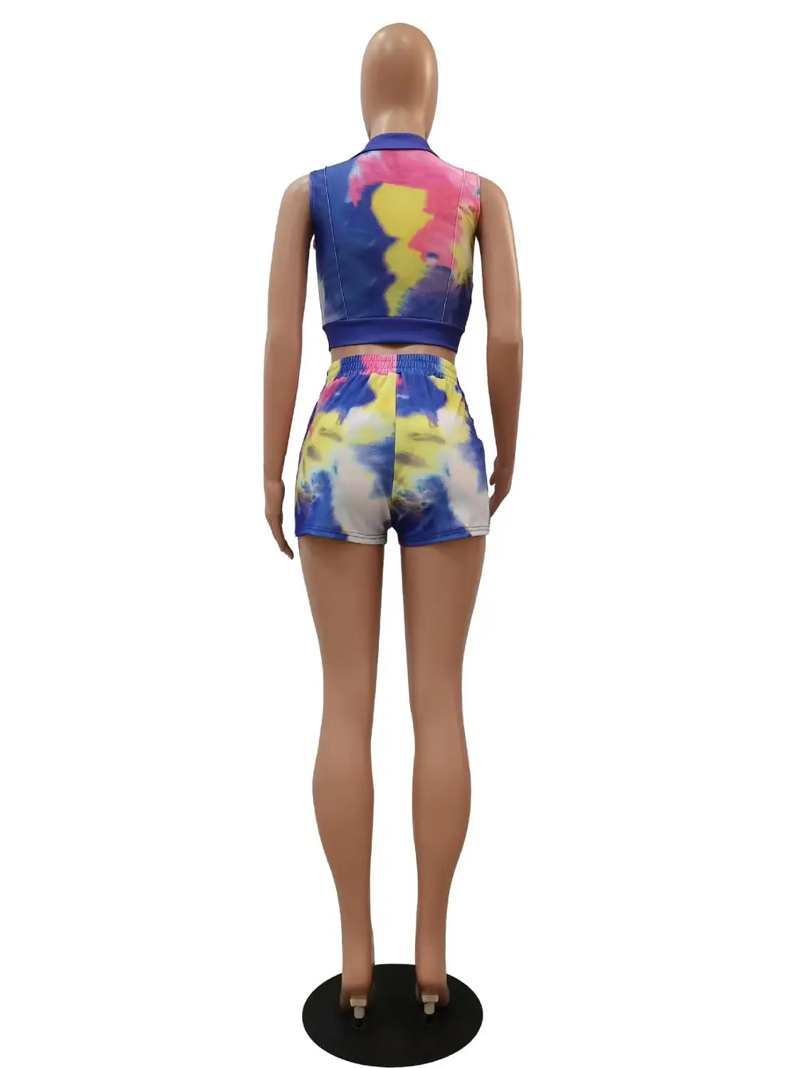 

Women Sport Two Piece Set Tie Dye Zipper Up Blouses Tops Shorts Jogger Sweatpants Suit Tracksuit Matching Set Female Outfits