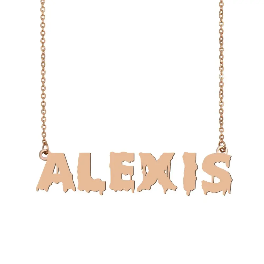 

Alexis Name Necklace , Cool Bloody Art Name Necklace for Halloween and Santa's Day Jewelry Gift for Kids Boys Girls