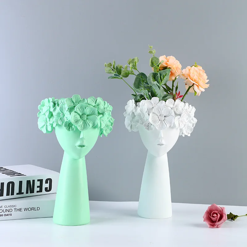 

Nordic Style Ins White Black Resin Vase For Living Room Bedroom Study Home Decoration Flower Arrangement Desktop Decorative Vase