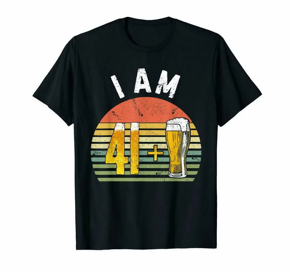 I'M 41 + 1 винтажная черная футболка 1977 года с надписью Drinking Beer Happy 42 лет на день