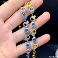kjjeaxcmy fine jewelry 925 sterling silver inlaid blue topaz women hand bracelet vintage support detection