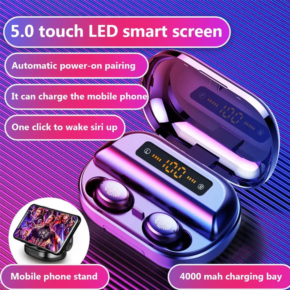 DIDIHOU 5 0 Bluetooth 9D стерео наушники беспроводные водонепроницаемые спортивные с 4000
