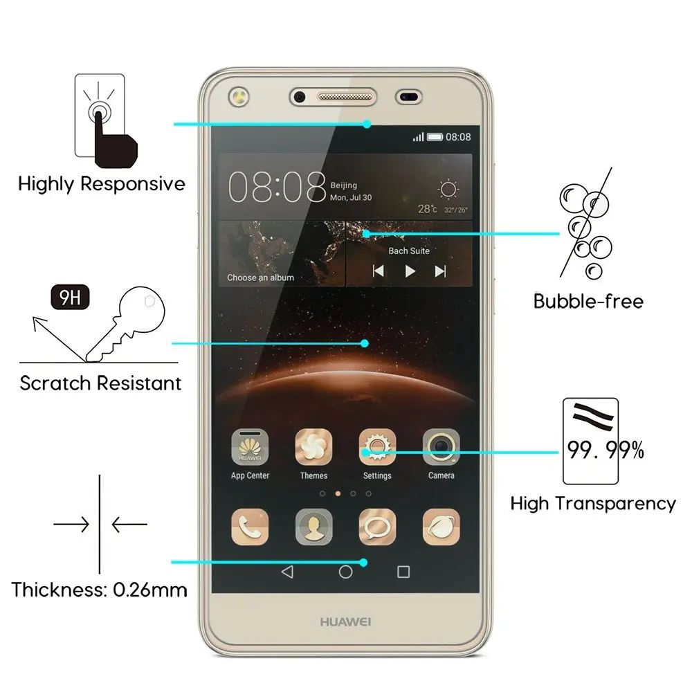 Закаленное стекло 9H для Huawei Y3 Y5 2017 Y6 Y7 2018 Защита экрана Y9 Prime 2019 YY6II Y5II Y3II II 2 |
