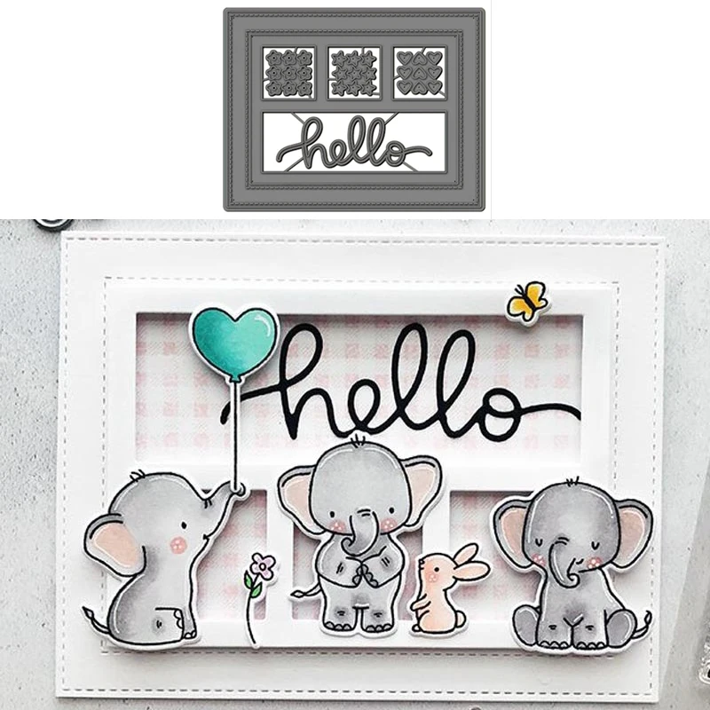 Прямоугольная полая рамка с надписями Хелло сердце звезда цветы украшение