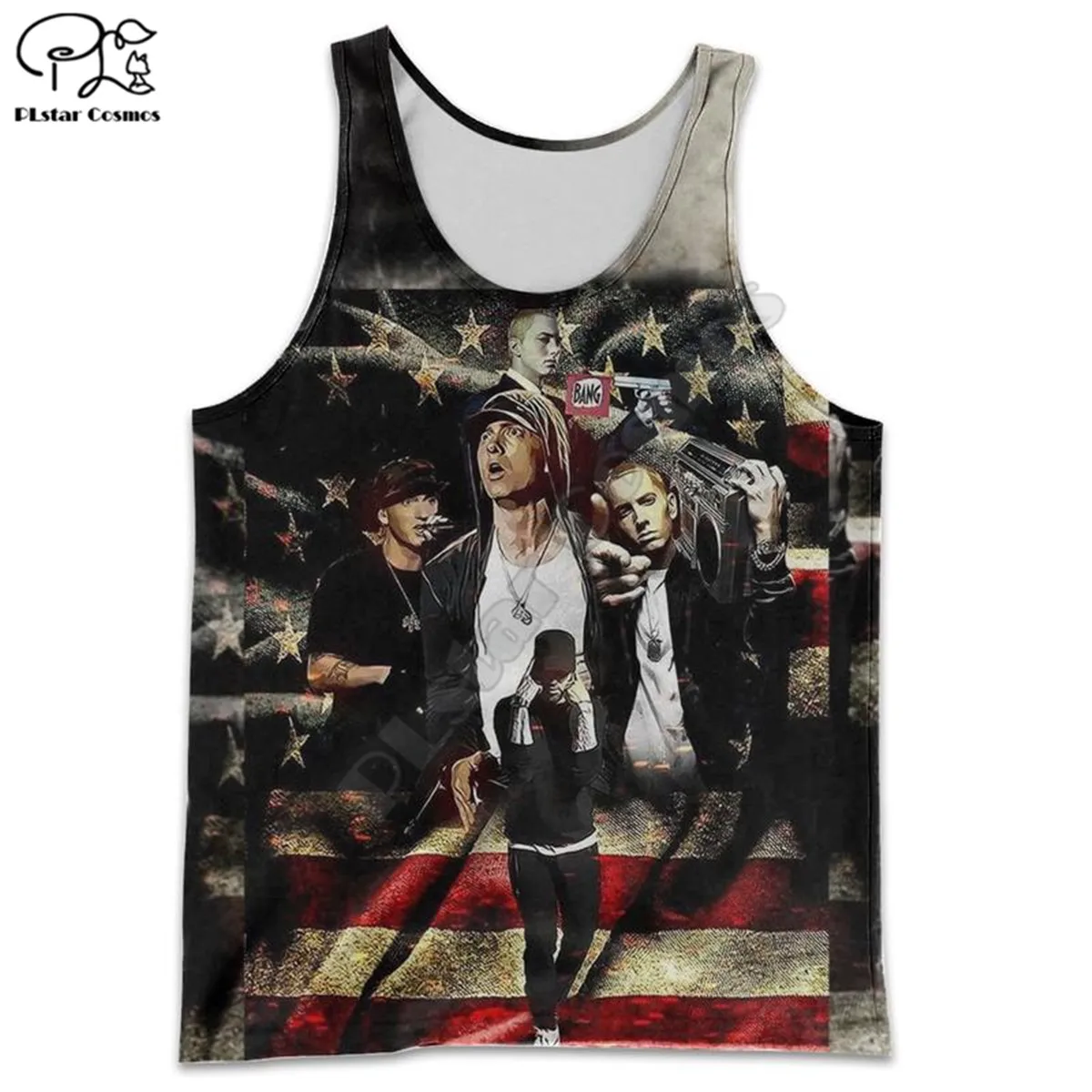 

PLstar Cosmos Eminem Funny Streetwear Summer 3Dprint Casual Sleeveless Tank Top Vest Man's Top A1