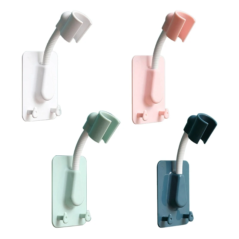

Dual-purpose Shower Head Holder Wall Mounted Shower Arm Bracket with Double Hooks Punch-free Bathroom Accessories