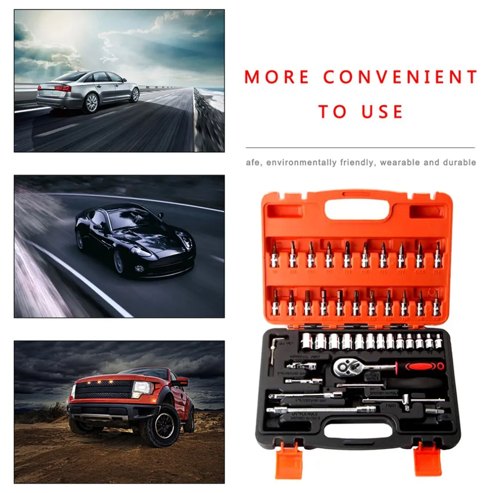 

46/53 Piece Socket Wrench Set Combination Tool Set Practical Auto Repair Durable Practical Hardware Tools