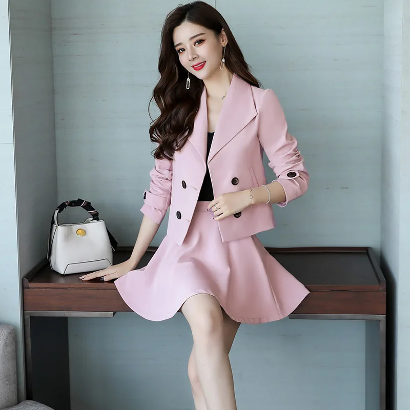 

Western style suit skirt spring and autumn women's fashion slim Korean style short coat skirt fashion two piece set