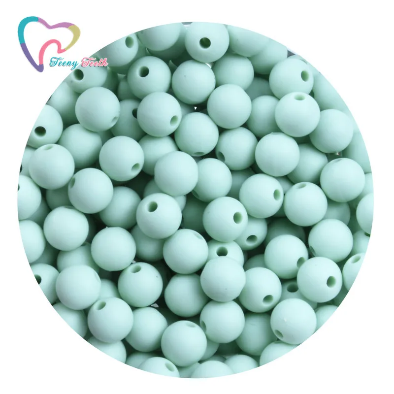 10 шт. Мятные Силиконовые Круглые Бусины 9-15 мм мягкие мятно-зеленые зубчатые