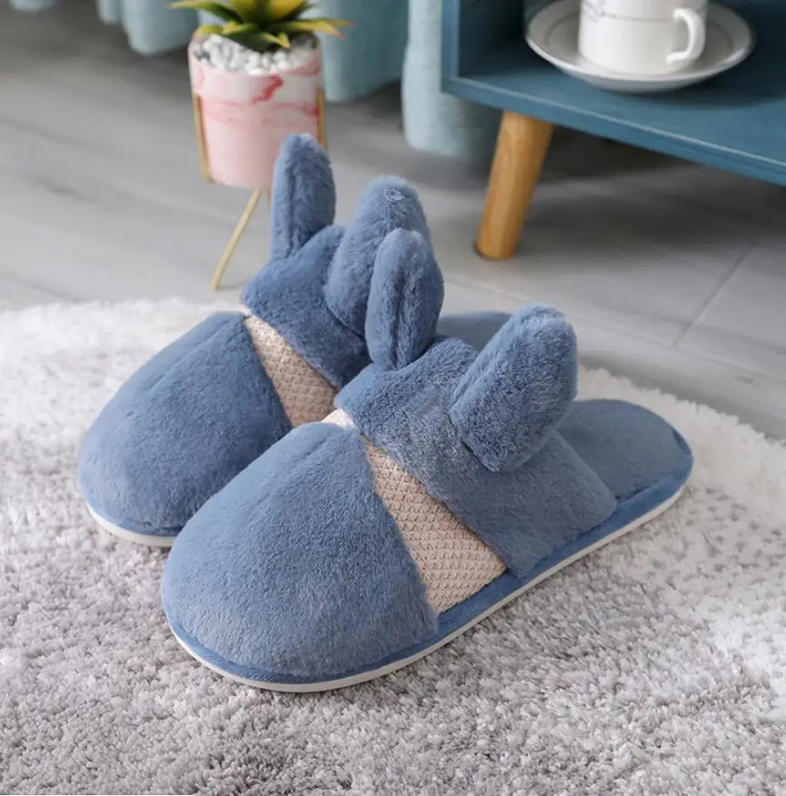 

Women Indoor Slippers Warm Plush Anti Slip Loves Slides Bottom Soft Home Shoes Female Plush Slippers Cotton Slides Solid Slides