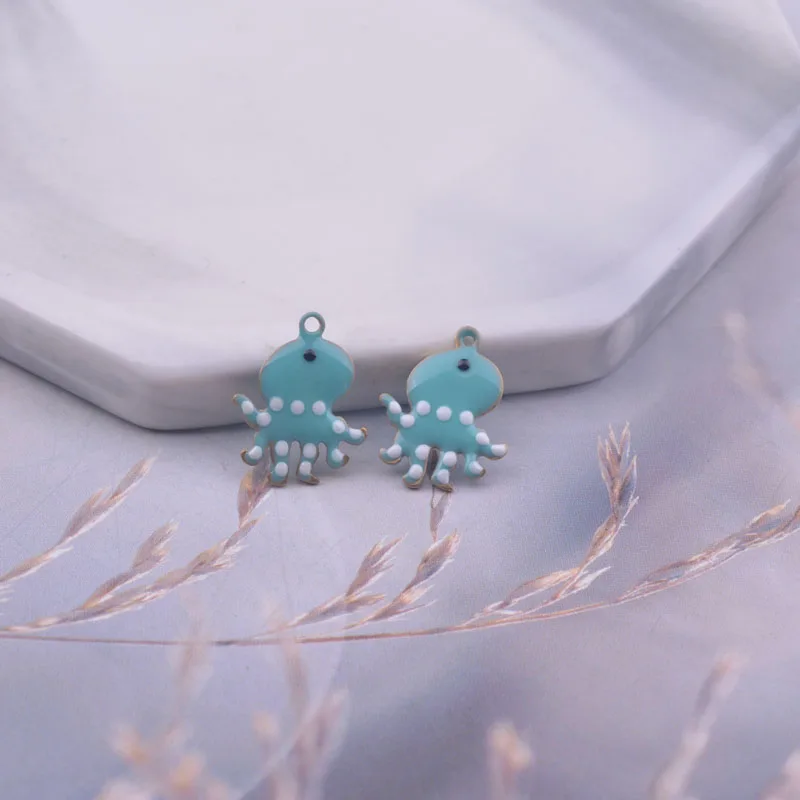 30 шт. 11*14 мм двойные эмалированные осьминог подвески в виде животных Diy ювелирные