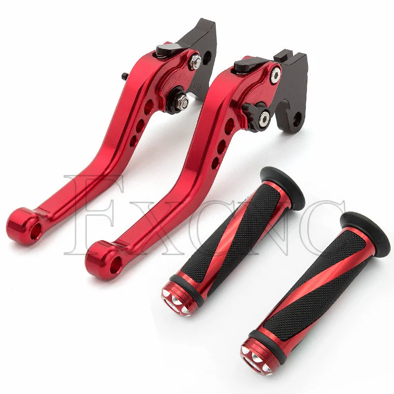 Lever with Grips CNC регулируемый мотоцикл тормозной рычаг сцепления ручные ручки набор аксессуары для мотоциклов Yamaha FZ16 FZ 16 2012- 2013 - Цвет: Lever with Grips