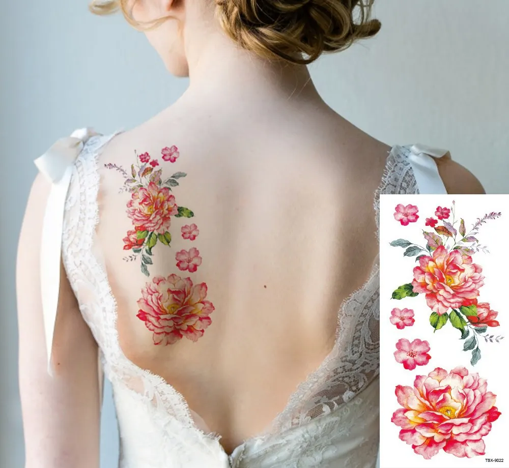 Водонепроницаемый Временные татуировки стикер пион Тотем поддельный тату флэш